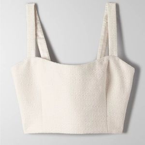 Aritzia Babaton Times Tweed Top in White size 2